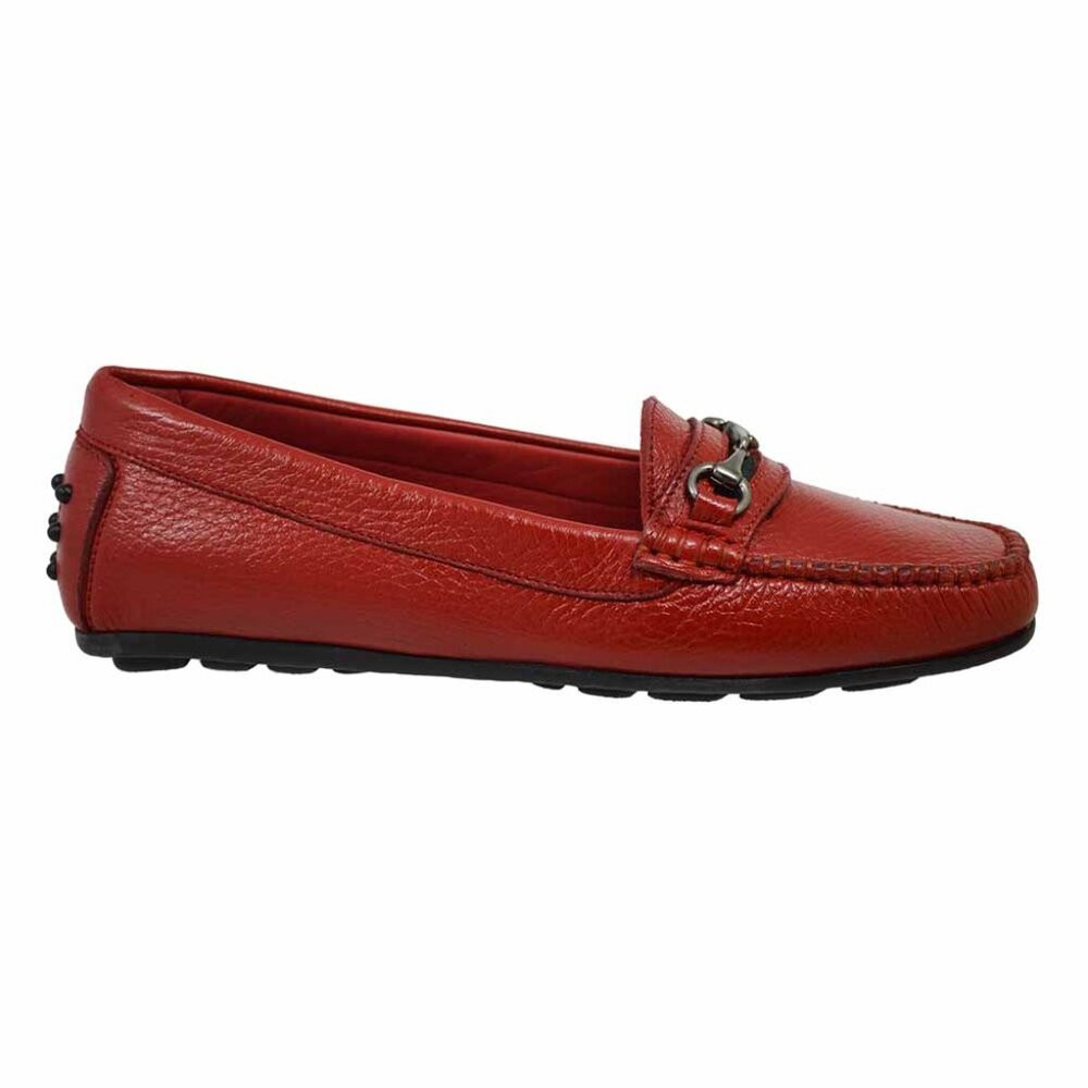 Calzoleria Toscana 8199 Ladies Deer Skin Loafer Red